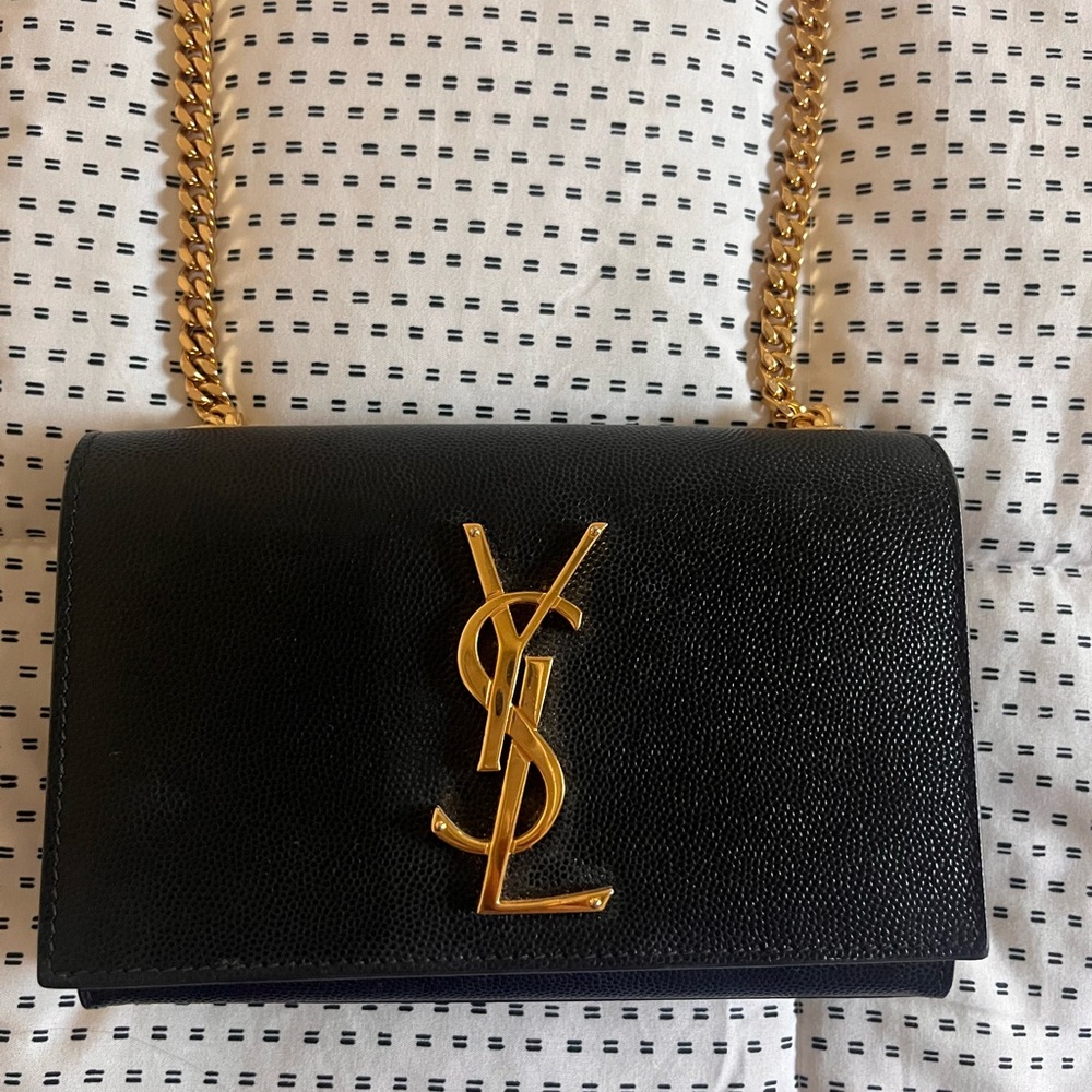 Yves Saint Laurent Black Crossbody with Gold Chain